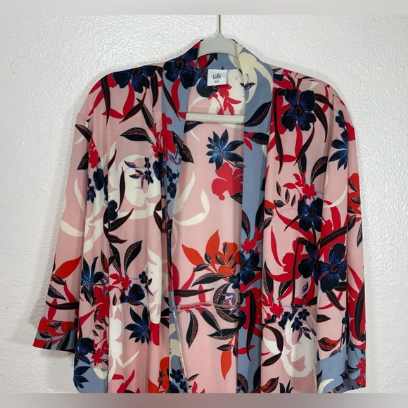 Cabi Blooming Blush Pink Floral Tropical Kimono Topper Shawl Cardigan Women XS/S - Picture 3 of 13